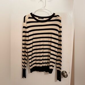 Zara Knit sweater, size L, black/white stripes